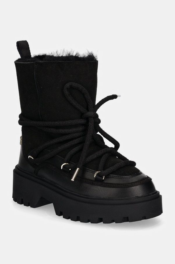 Tommy Hilfiger Čizme za snijeg Tommy Hilfiger REAL SHEARLING LACE-UP SNOWBOOT boja: crna, FW0FW08085