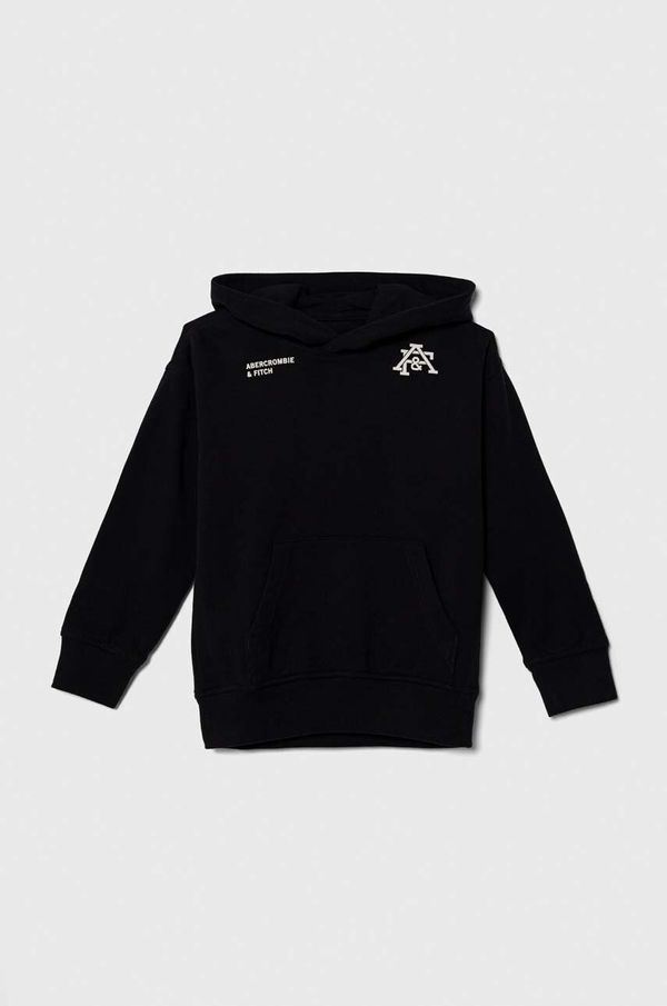 Abercrombie & Fitch Dječja dukserica Abercrombie & Fitch boja: crna, s kapuljačom, bez uzorka