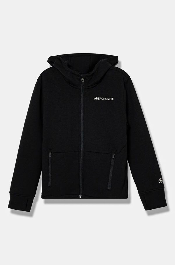 Abercrombie & Fitch Dječja dukserica Abercrombie & Fitch boja: crna, s kapuljačom, bez uzorka