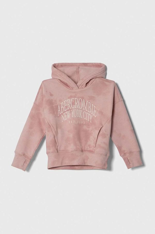 Abercrombie & Fitch Dječja dukserica Abercrombie & Fitch boja: ružičasta, s kapuljačom, s uzorkom
