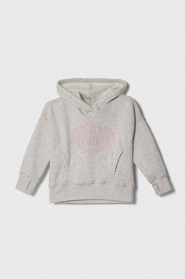 Abercrombie & Fitch Dječja dukserica Abercrombie & Fitch boja: siva, s kapuljačom, s aplikacijom