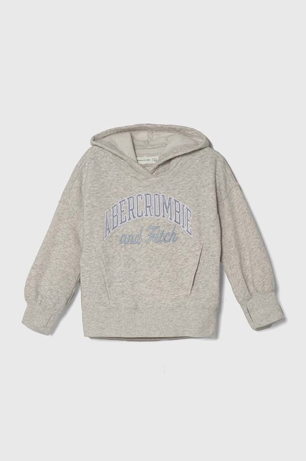 Abercrombie & Fitch Dječja dukserica Abercrombie & Fitch boja: siva, s kapuljačom, s aplikacijom