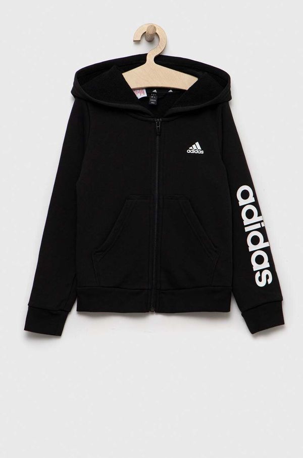 adidas Dječja dukserica adidas boja: crna, s kapuljačom, s tiskom