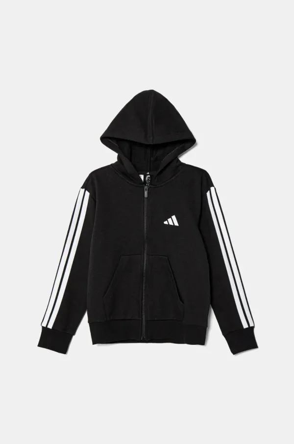 adidas Dječja dukserica adidas boja: crna, s kapuljačom, s uzorkom, JD6494