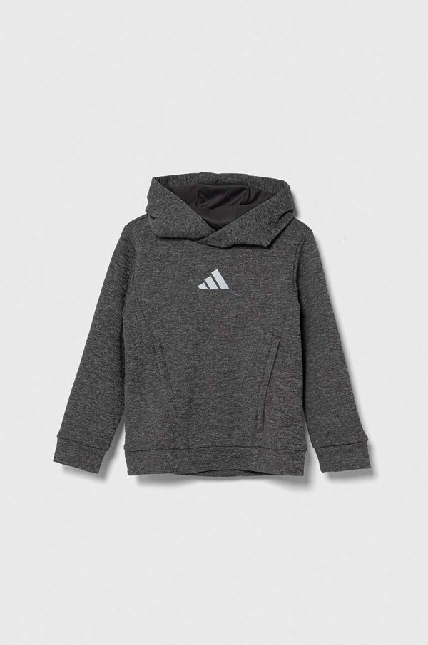 adidas Dječja dukserica adidas boja: crna, s kapuljačom, s uzorkom