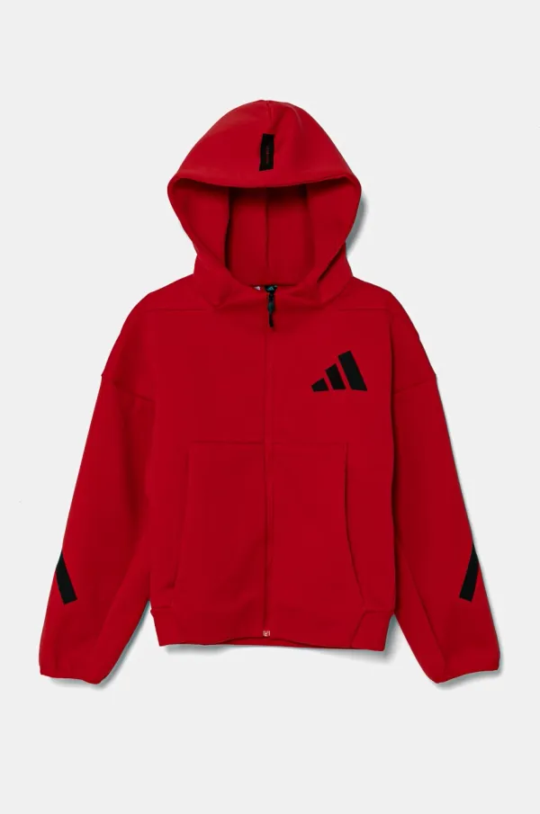 adidas Dječja dukserica adidas boja: crvena, s kapuljačom, s tiskom, JC7580