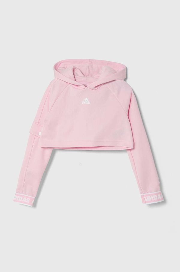 adidas Dječja dukserica adidas boja: ružičasta, s kapuljačom, bez uzorka