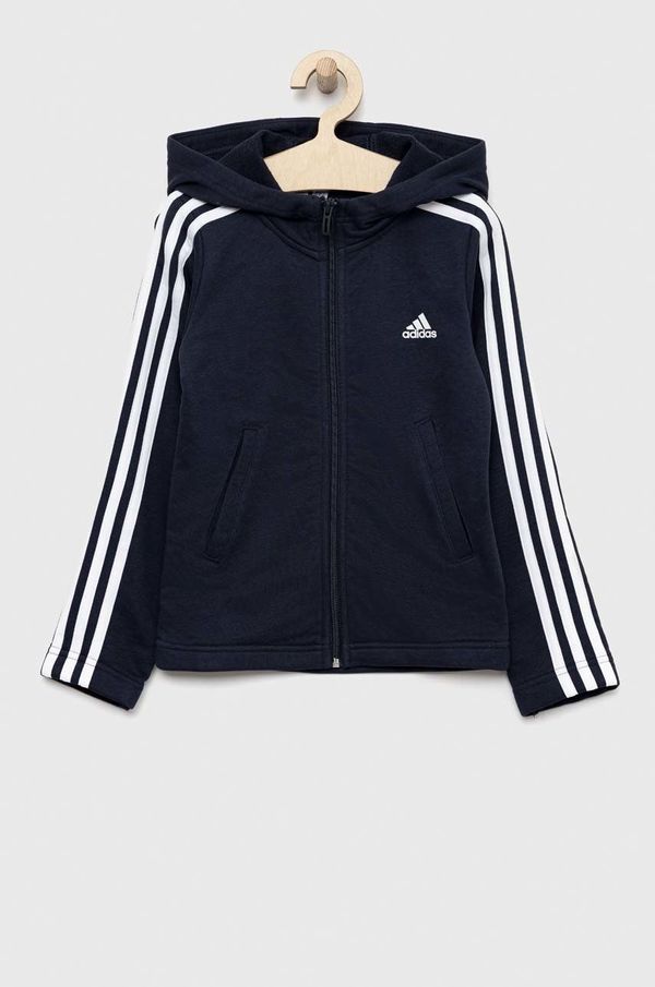 adidas Dječja dukserica adidas G 3S FZ boja: tamno plava, s kapuljačom, s aplikacijom