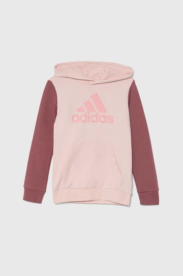 adidas Dječja dukserica adidas J BL CB HD boja: ružičasta, s kapuljačom, s tiskom, IX9512