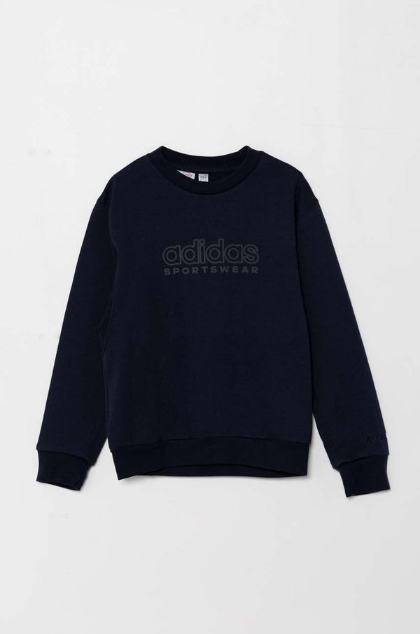 adidas Dječja dukserica adidas J SZN GFX CREW boja: tamno plava, s aplikacijom, IW0921