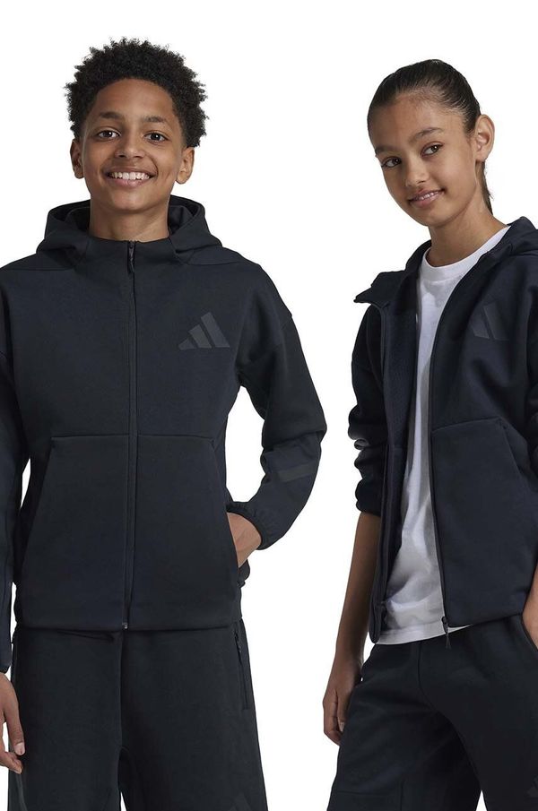 adidas Dječja dukserica adidas J Z.N.E.FZ boja: crna, s kapuljačom, bez uzorka, JF2847