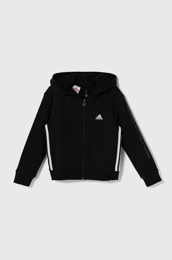adidas Dječja dukserica adidas JAM FZ HD boja: crna, s kapuljačom, s tiskom, IV9452