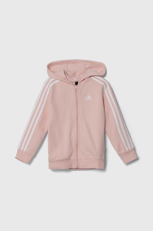 adidas Dječja dukserica adidas LK 3S FL FZ HD boja: ružičasta, s kapuljačom, s uzorkom, IX7354