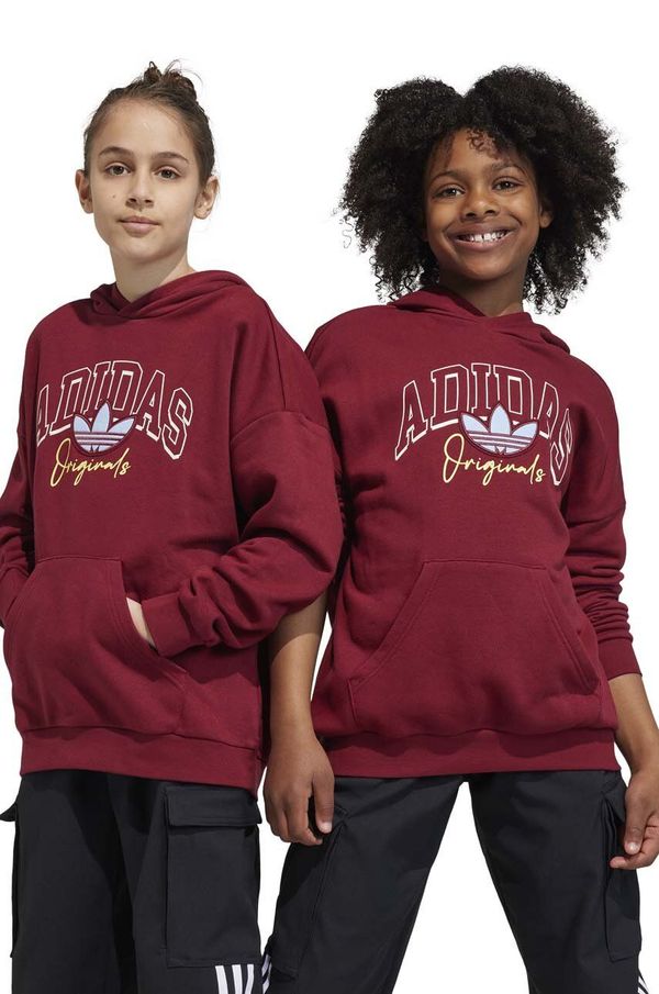 adidas Originals Dječja dukserica adidas Originals boja: bordo, s kapuljačom, s tiskom