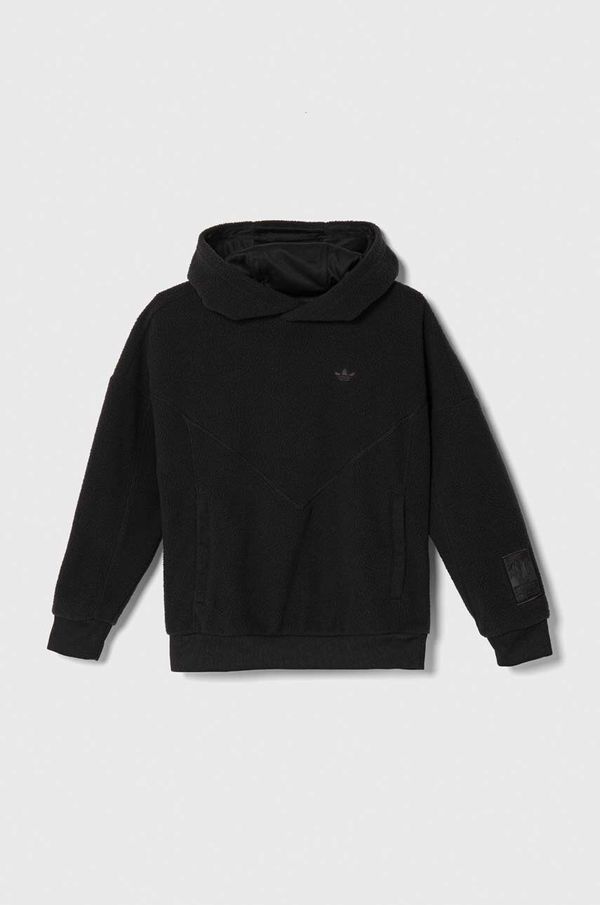 adidas Originals Dječja dukserica adidas Originals boja: crna, s kapuljačom, bez uzorka