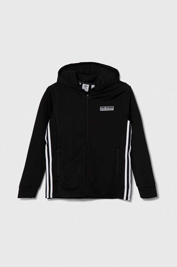 adidas Originals Dječja dukserica adidas Originals boja: crna, s kapuljačom, s aplikacijom