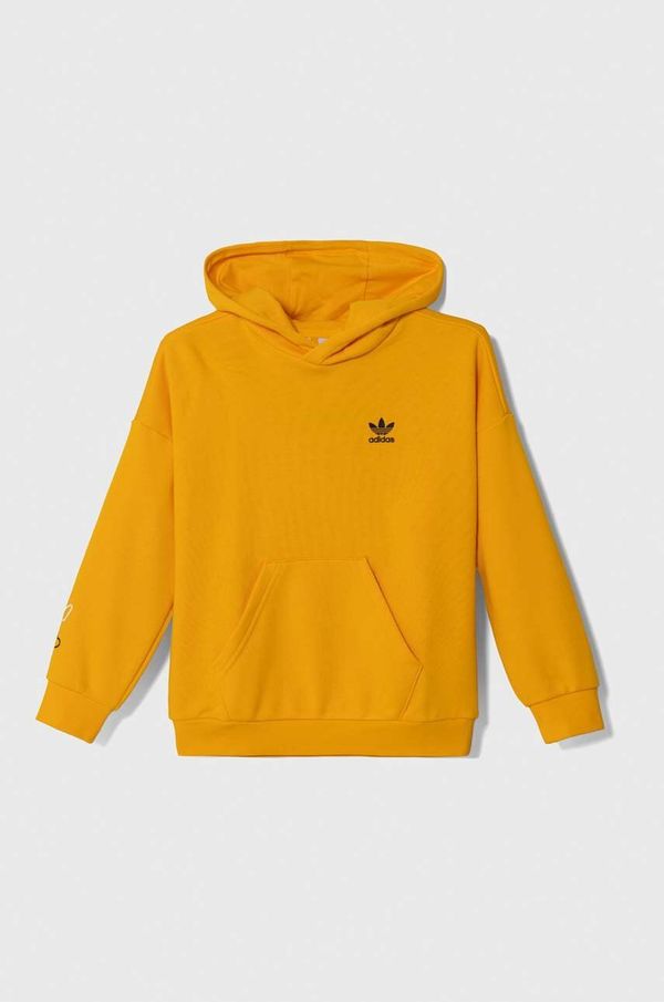 adidas Originals Dječja dukserica adidas Originals boja: narančasta, s kapuljačom, s tiskom