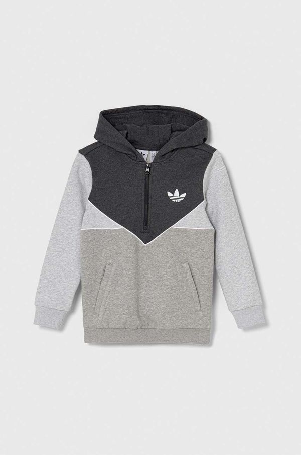adidas Originals Dječja dukserica adidas Originals boja: siva, s kapuljačom, s uzorkom