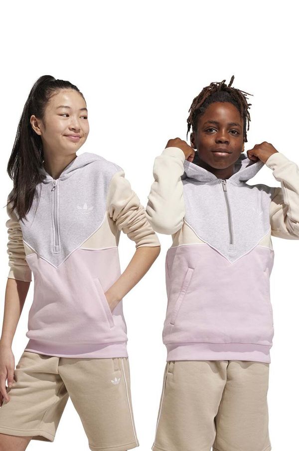 adidas Originals Dječja dukserica adidas Originals boja: siva, s kapuljačom, s uzorkom