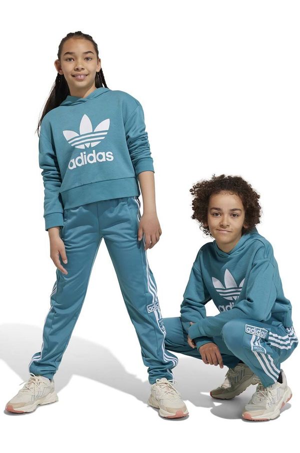 adidas Originals Dječja dukserica adidas Originals boja: tirkizna, s kapuljačom, s tiskom