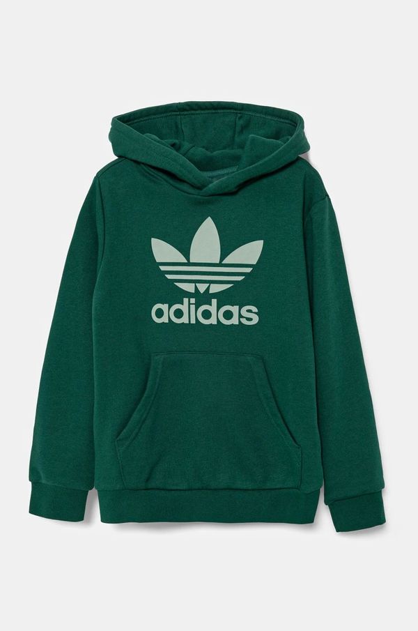 adidas Originals Dječja dukserica adidas Originals boja: zelena, s kapuljačom, s tiskom, JD1648