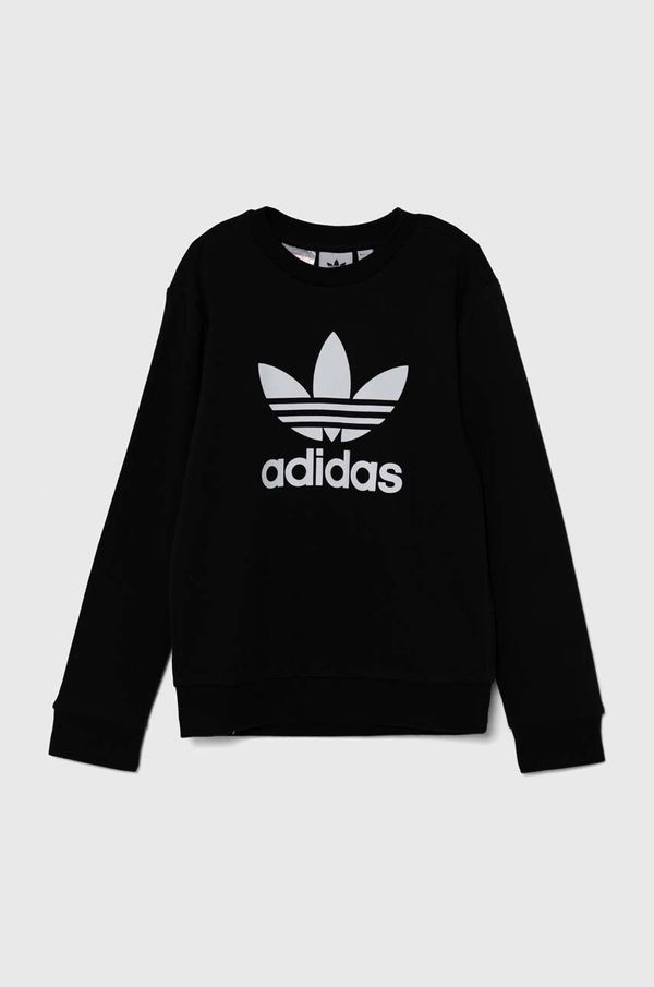 adidas Originals Dječja dukserica adidas Originals TREFOIL CREW boja: crna, s tiskom, IY7435