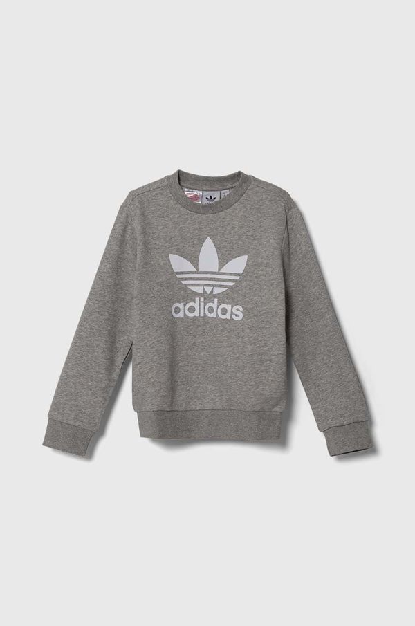 adidas Originals Dječja dukserica adidas Originals TREFOIL CREW boja: siva, s tiskom, IY7436