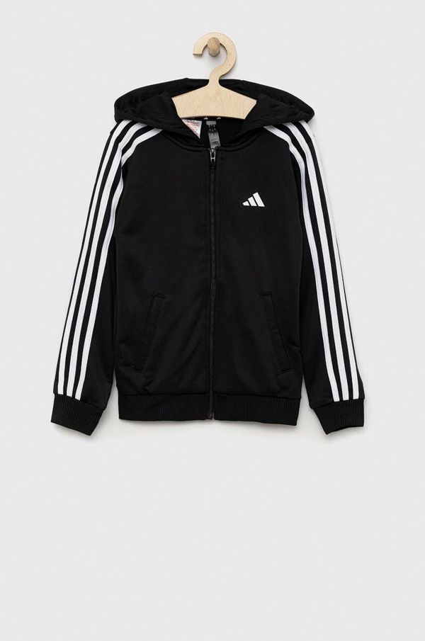 adidas Dječja dukserica adidas U TR-ES 3S boja: crna, s kapuljačom, s uzorkom