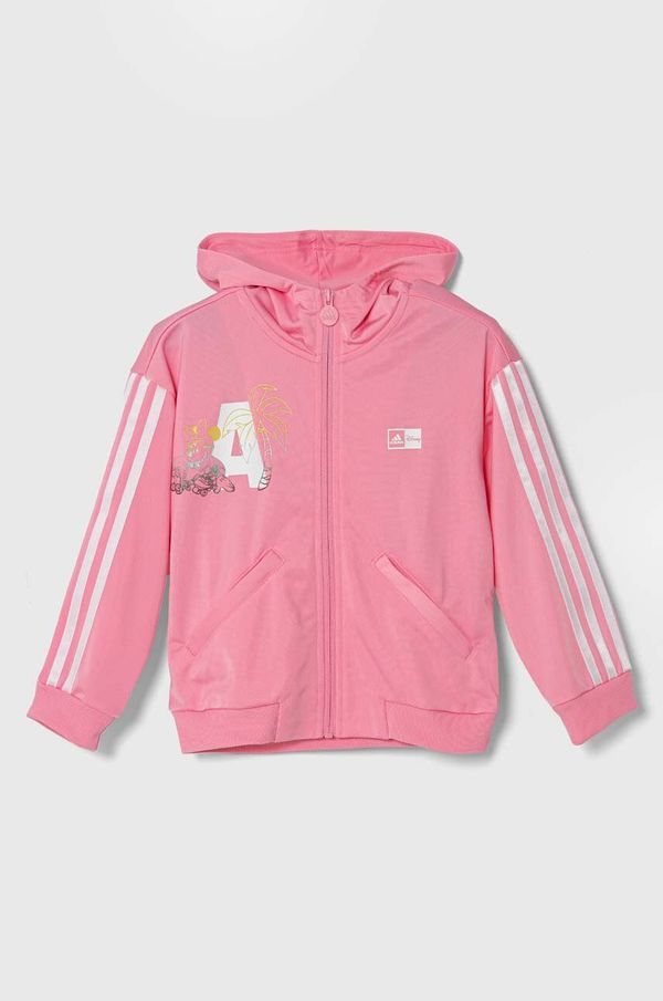 adidas Dječja dukserica adidas x Disney boja: ružičasta, s kapuljačom, s tiskom