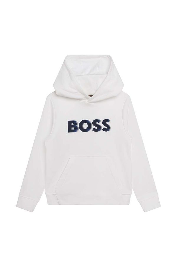 Boss Dječja dukserica BOSS boja: bijela, s kapuljačom, s tiskom