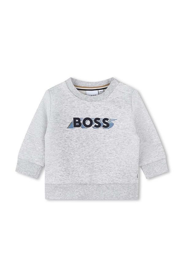 Boss Dječja dukserica BOSS boja: siva, s tiskom