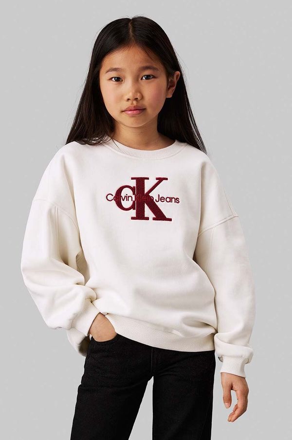 Calvin Klein Jeans Dječja dukserica Calvin Klein Jeans boja: bež, s aplikacijom, IG0IG02738