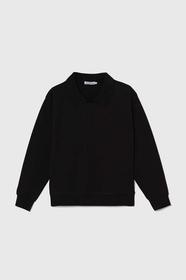 Calvin Klein Jeans Dječja dukserica Calvin Klein Jeans boja: crna, bez uzorka, IB0IB02132