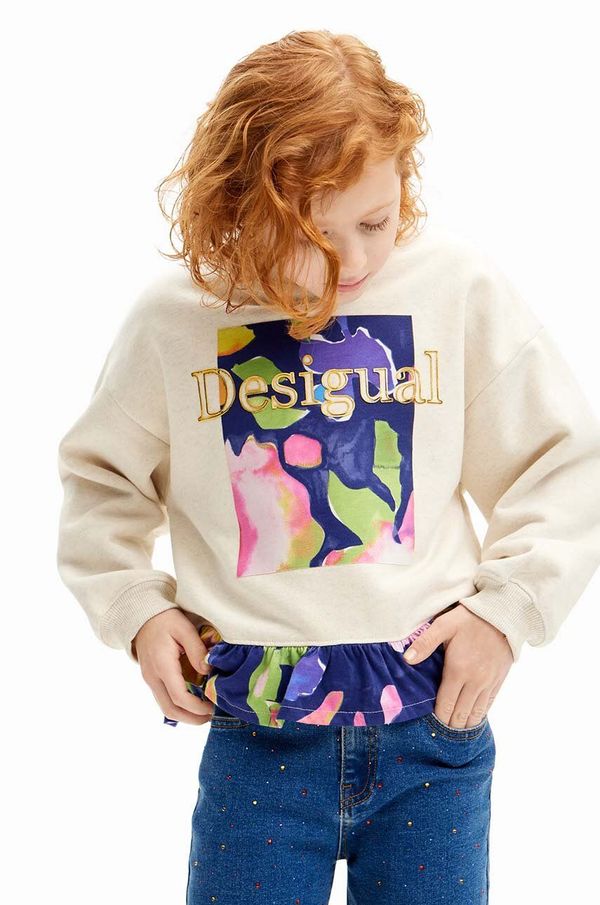 Desigual Dječja dukserica Desigual boja: bijela, s tiskom, 24WGSK06