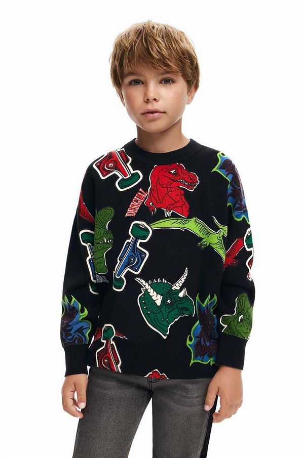 Desigual Dječja dukserica Desigual boja: crna, s uzorkom, 24WBJF01