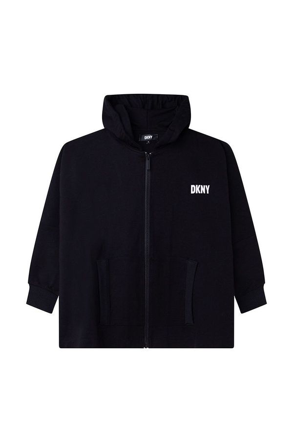 DKNY Dječja dukserica Dkny boja: crna, s kapuljačom, s tiskom