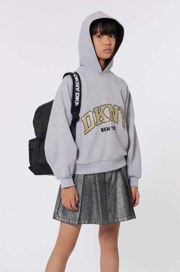 DKNY Dječja dukserica Dkny boja: siva, s kapuljačom, s tiskom, D60249