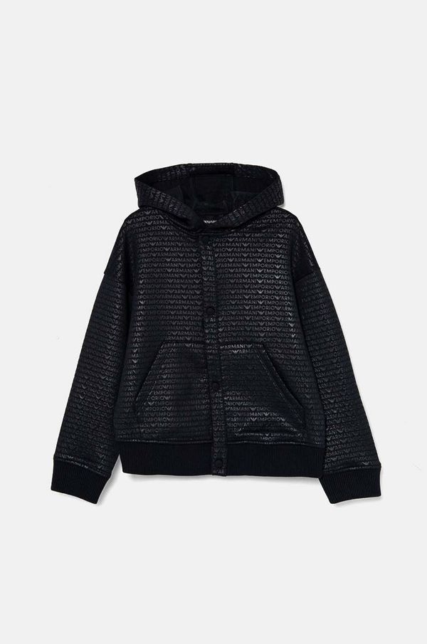 Emporio Armani Dječja dukserica Emporio Armani boja: tamno plava, s kapuljačom, s uzorkom, 6D4BJM 4JHYZ