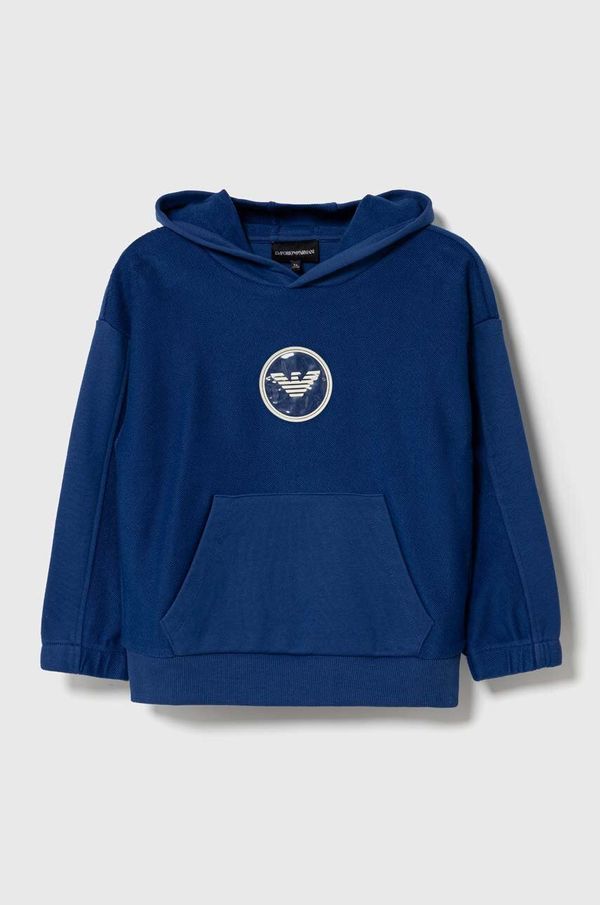 Emporio Armani Dječja dukserica Emporio Armani s kapuljačom, bez uzorka
