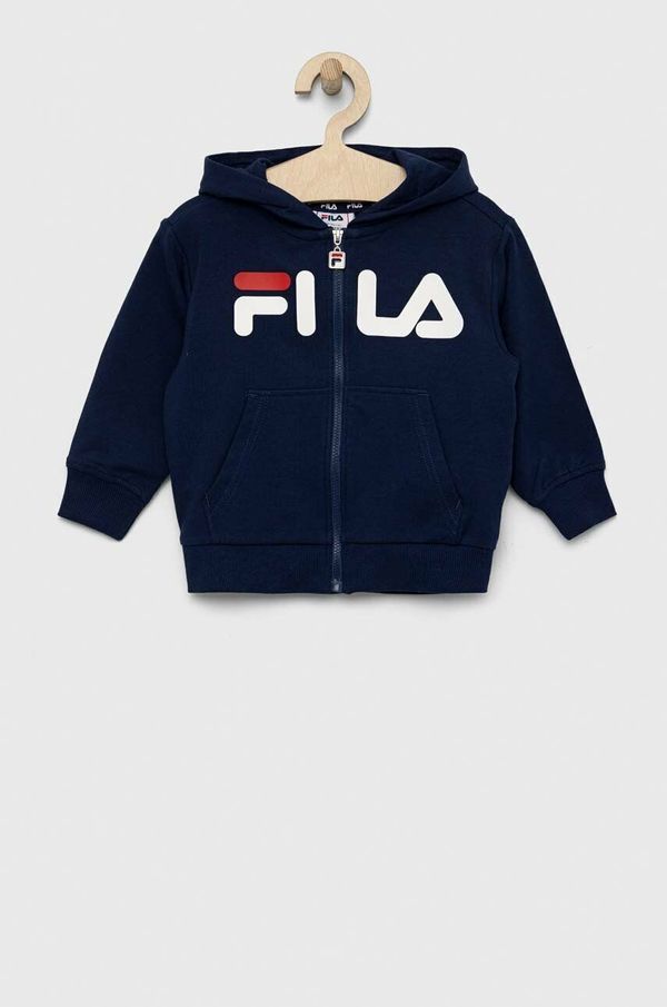 Fila Dječja dukserica Fila boja: tamno plava, s kapuljačom, s tiskom