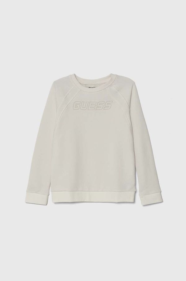 Guess Dječja dukserica Guess boja: bež, s aplikacijom