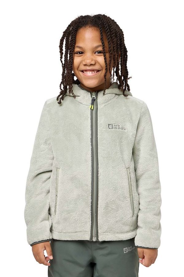 Jack Wolfskin Dječja dukserica Jack Wolfskin boja: zelena, s kapuljačom, bez uzorka, 1608672