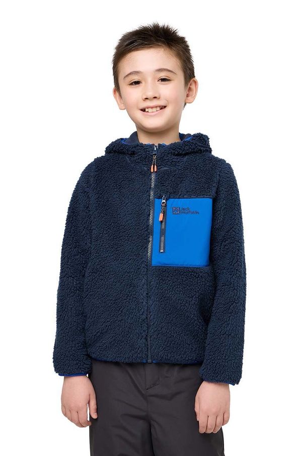 Jack Wolfskin Dječja dukserica Jack Wolfskin ICE CURL HOOD boja: crna, s kapuljačom, bez uzorka