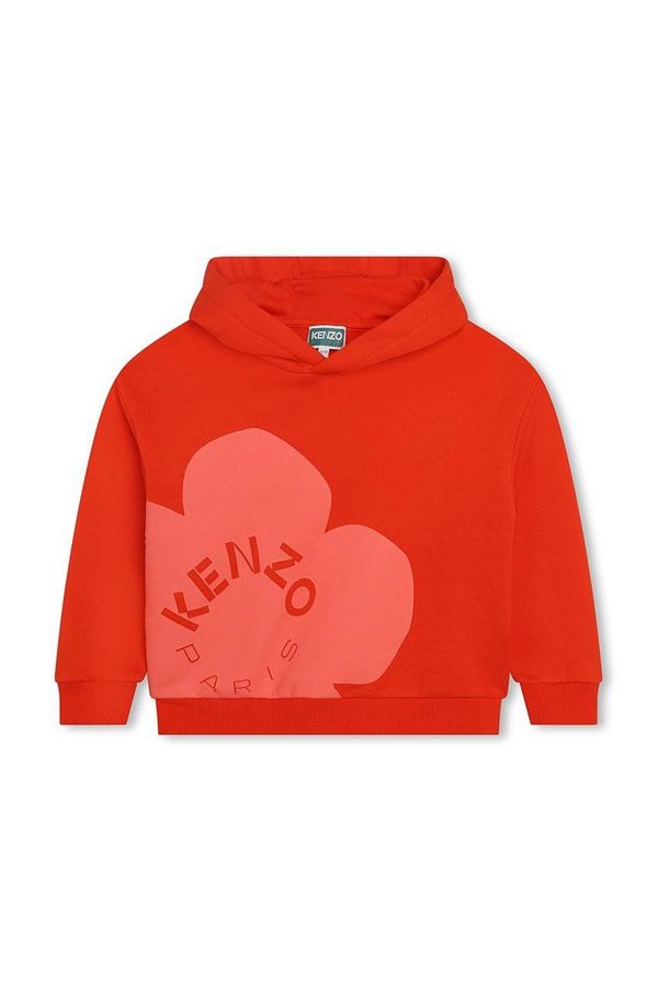 Kenzo kids Dječja dukserica Kenzo Kids boja: narančasta, s kapuljačom, s tiskom