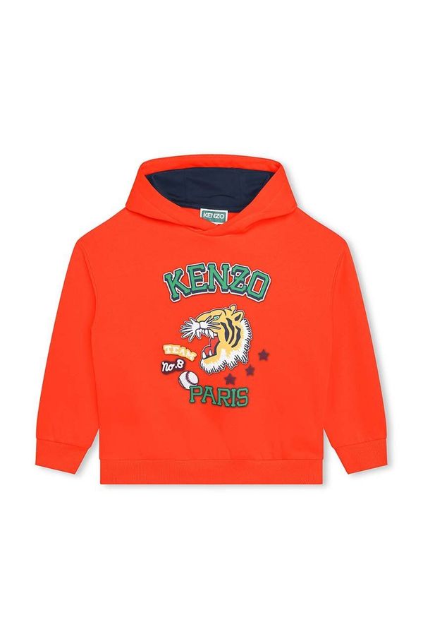 Kenzo kids Dječja dukserica Kenzo Kids boja: narančasta, s kapuljačom, s tiskom