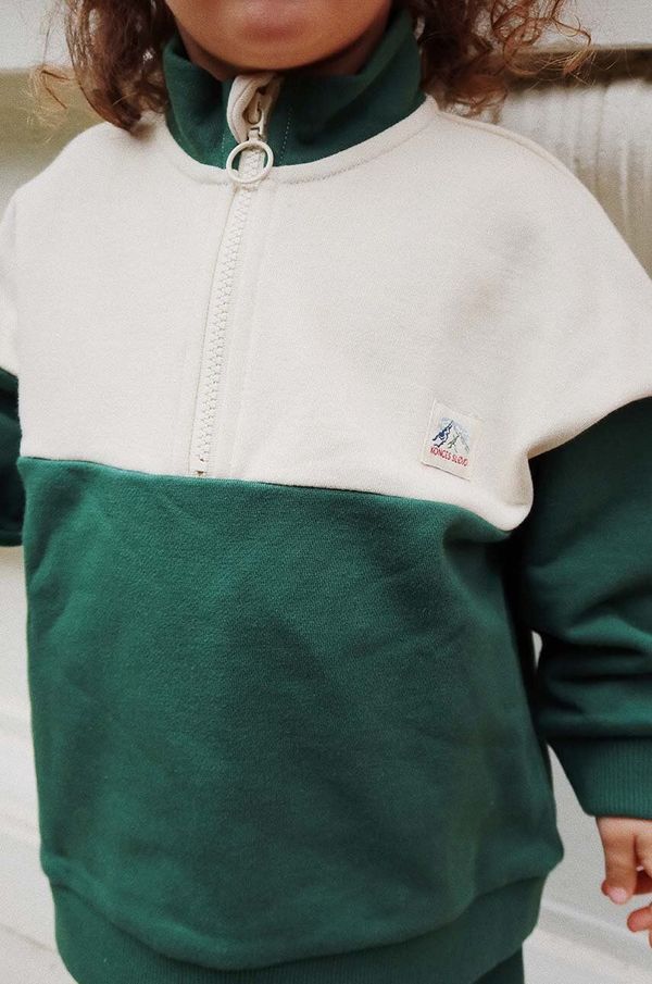 Konges Sløjd Dječja dukserica Konges Sløjd LOU HALF ZIP SWEAT OCS boja: zelena, bez uzorka, KS101563