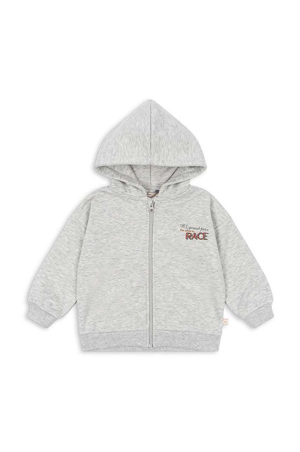 Konges Sløjd Dječja dukserica Konges Sløjd LOU SWEAT HOOD OCS boja: siva, s kapuljačom, s tiskom, KS101566