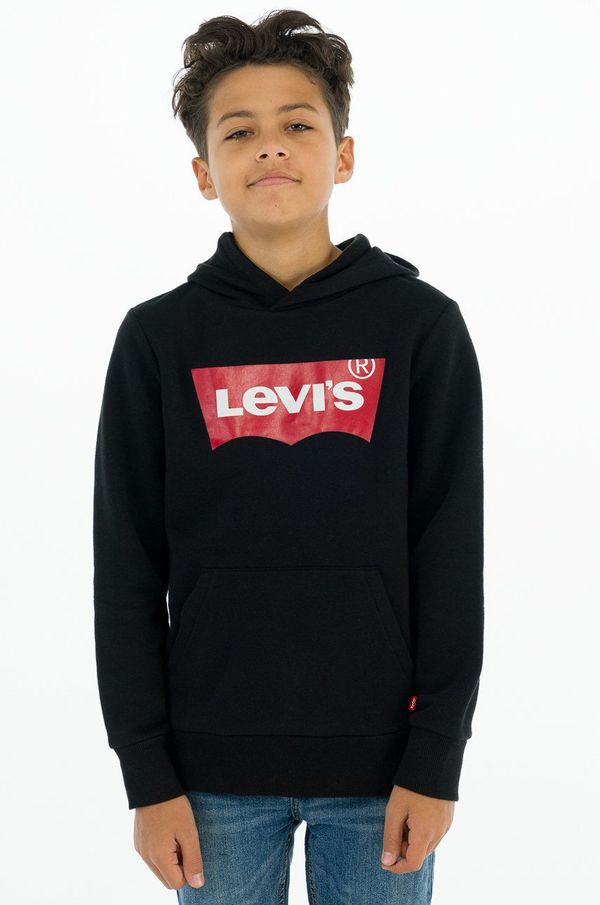Levi's Dječja dukserica Levi's boja: crna, s kapuljačom