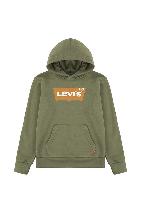 Levi's Dječja dukserica Levi's boja: zelena, s kapuljačom, s tiskom