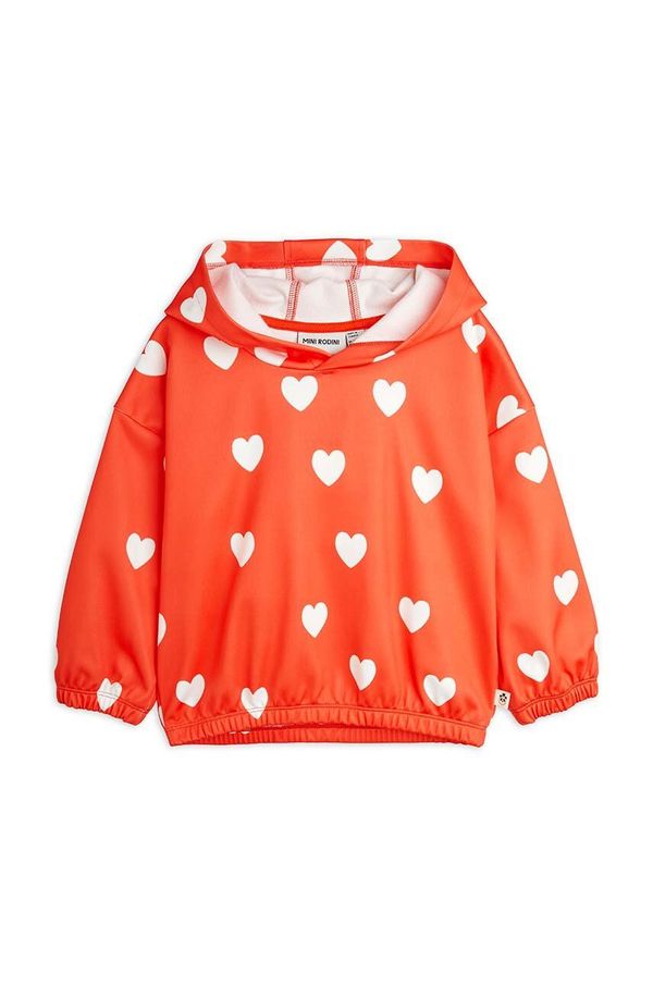 Mini Rodini Dječja dukserica Mini Rodini Hearts boja: crvena, s kapuljačom, uzorkom